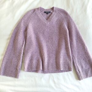 Brooks‎ Brothers Pullover Sweater Womens Small Purple Ribbed V-Neck Italian Yarn